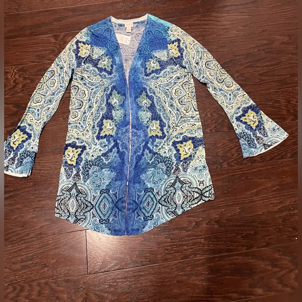 Chico’s Renee Dip-Dyed Open Cardigan Lightweight Boho women Size Small / 1 NEW